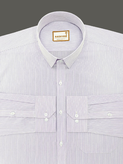 Crotone Premium 100% Cotton Purplish Broad Line Formal Shirt For Men