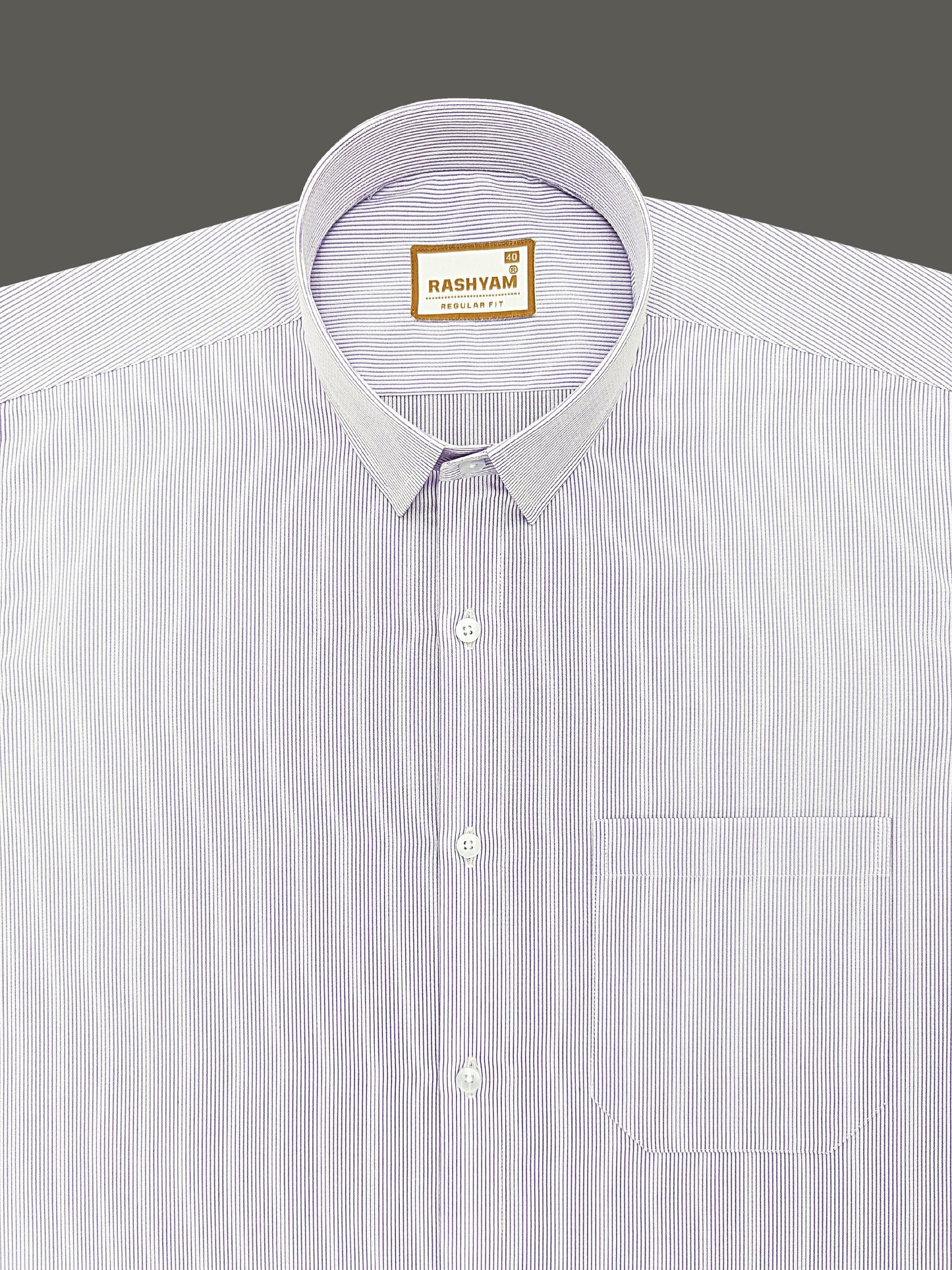 Crotone Premium 100% Cotton Purplish Broad Line Formal Shirt For Men