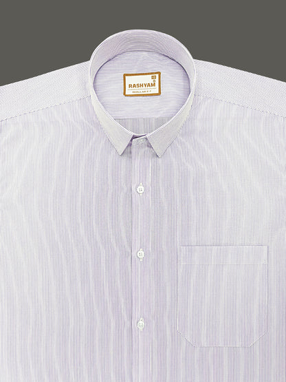 Crotone Premium 100% Cotton Purplish Broad Line Formal Shirt For Men