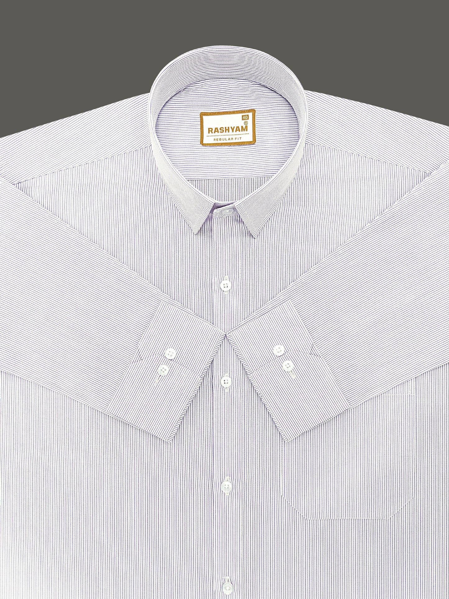 Crotone Premium 100% Cotton Purplish Broad Line Formal Shirt For Men