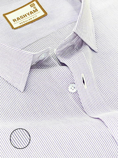 Crotone Premium 100% Cotton Purplish Broad Line Formal Shirt For Men