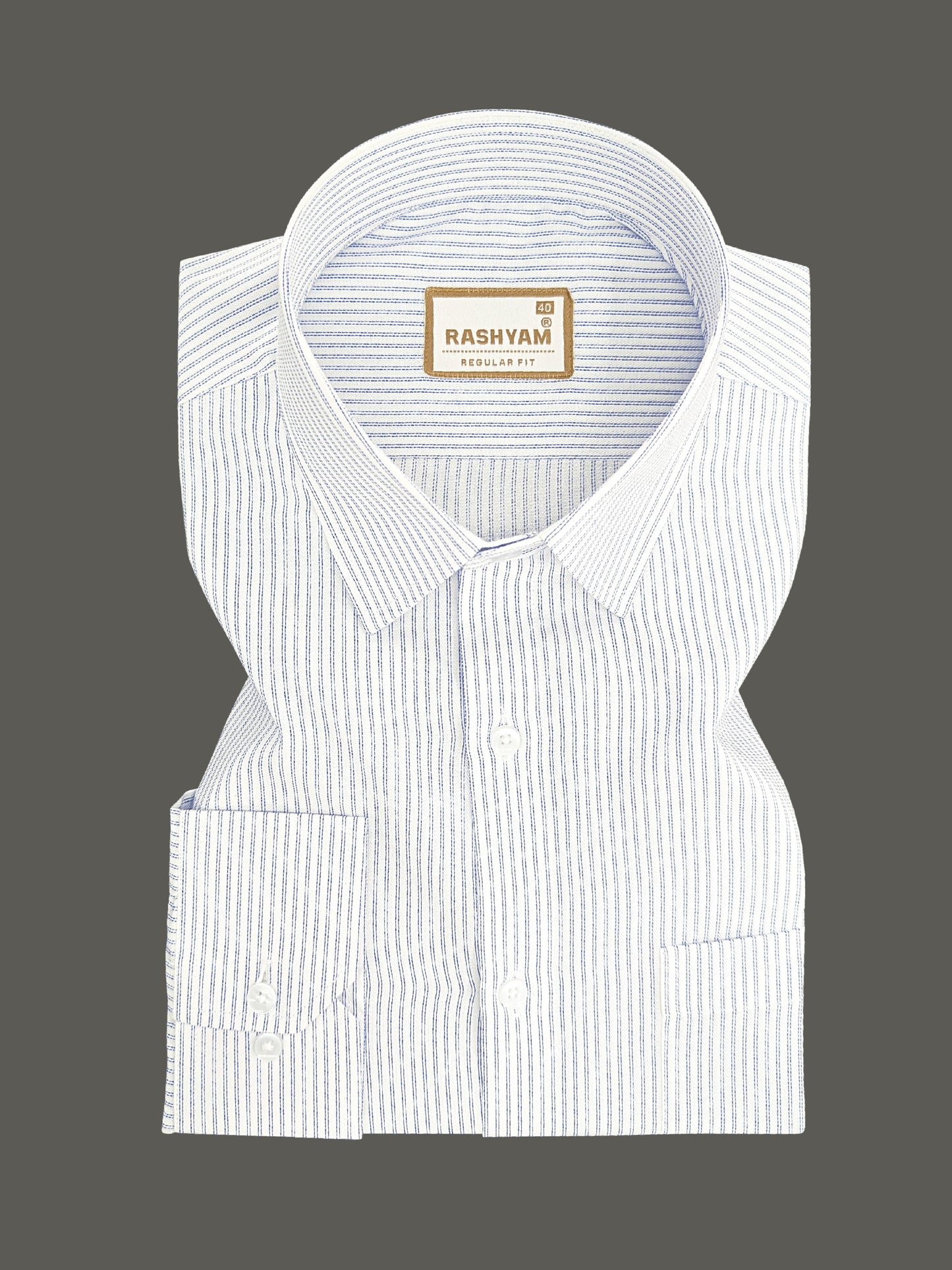 Crotone Premium 100% Cotton Blue Double Dotted Line Formal Shirt For Men