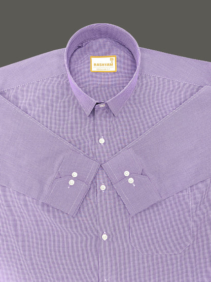 Crotone Premium 100% Cotton Wisteria Checks Formal Shirt For Men