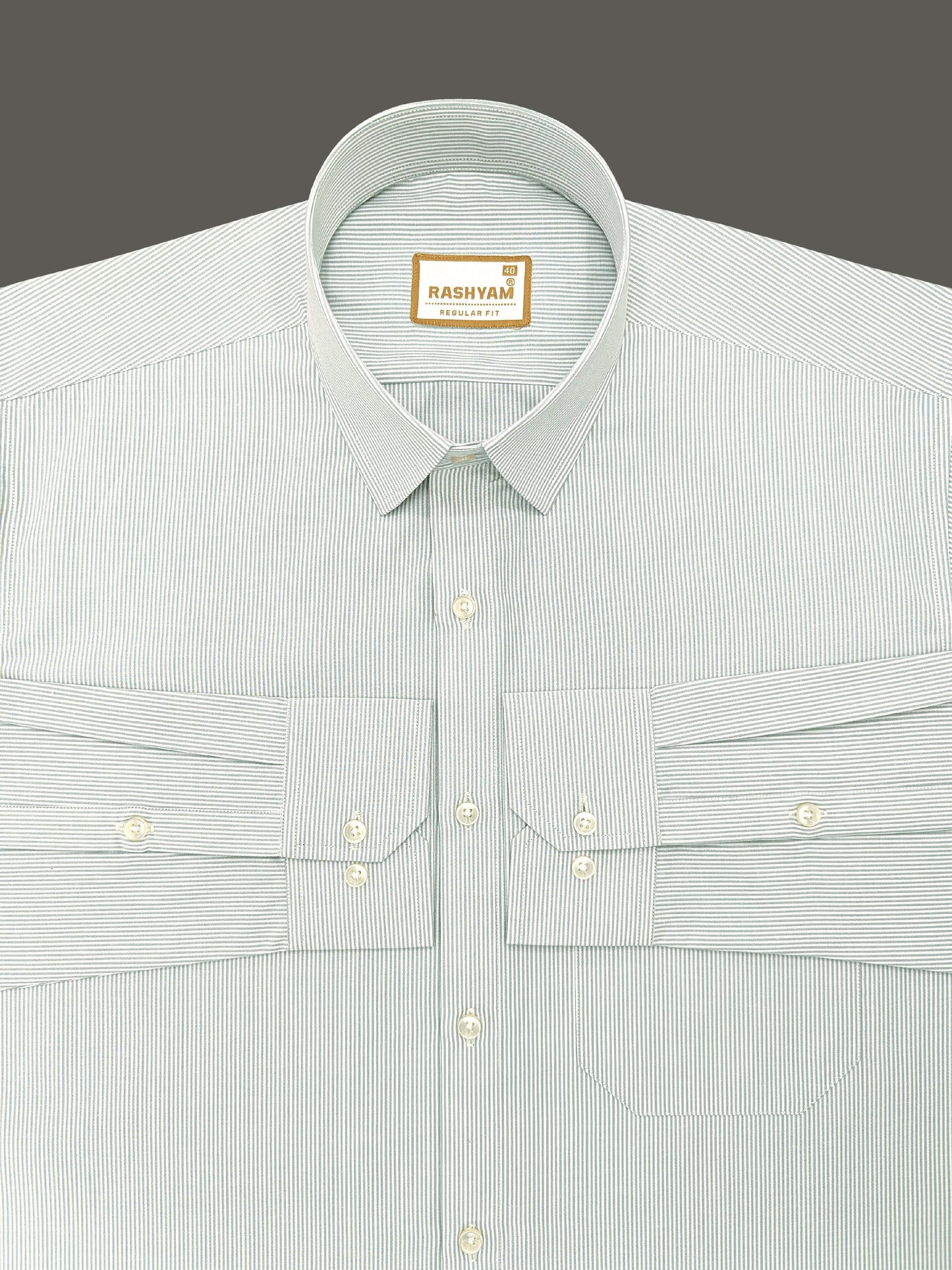 Corporate Luxury Cotton Light Grey Lining Formal Shirt for men