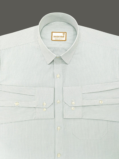 Corporate Luxury Cotton Light Grey Lining Formal Shirt for men