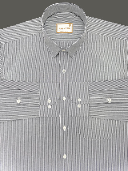 Corporate Luxury 100% Cotton Dark Grey Lining Formal Shirt for men