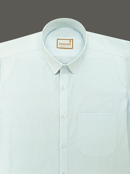 Corporate Luxury 100% Cotton Bluish Cyan Lining Formal Shirt for men