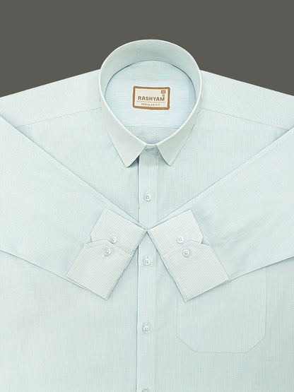 Corporate Luxury 100% Cotton Bluish Cyan Lining Formal Shirt for men