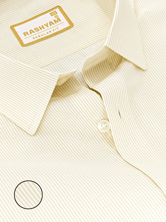 Corporate Luxury 100% Cotton Light Yellow Lining Formal Shirt for men