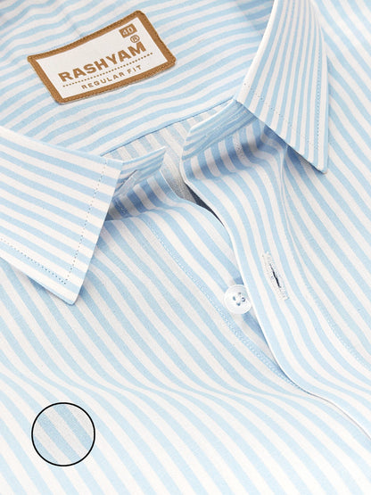 Venosa Finest Cotton Light Blue Line Formal Shirt For men