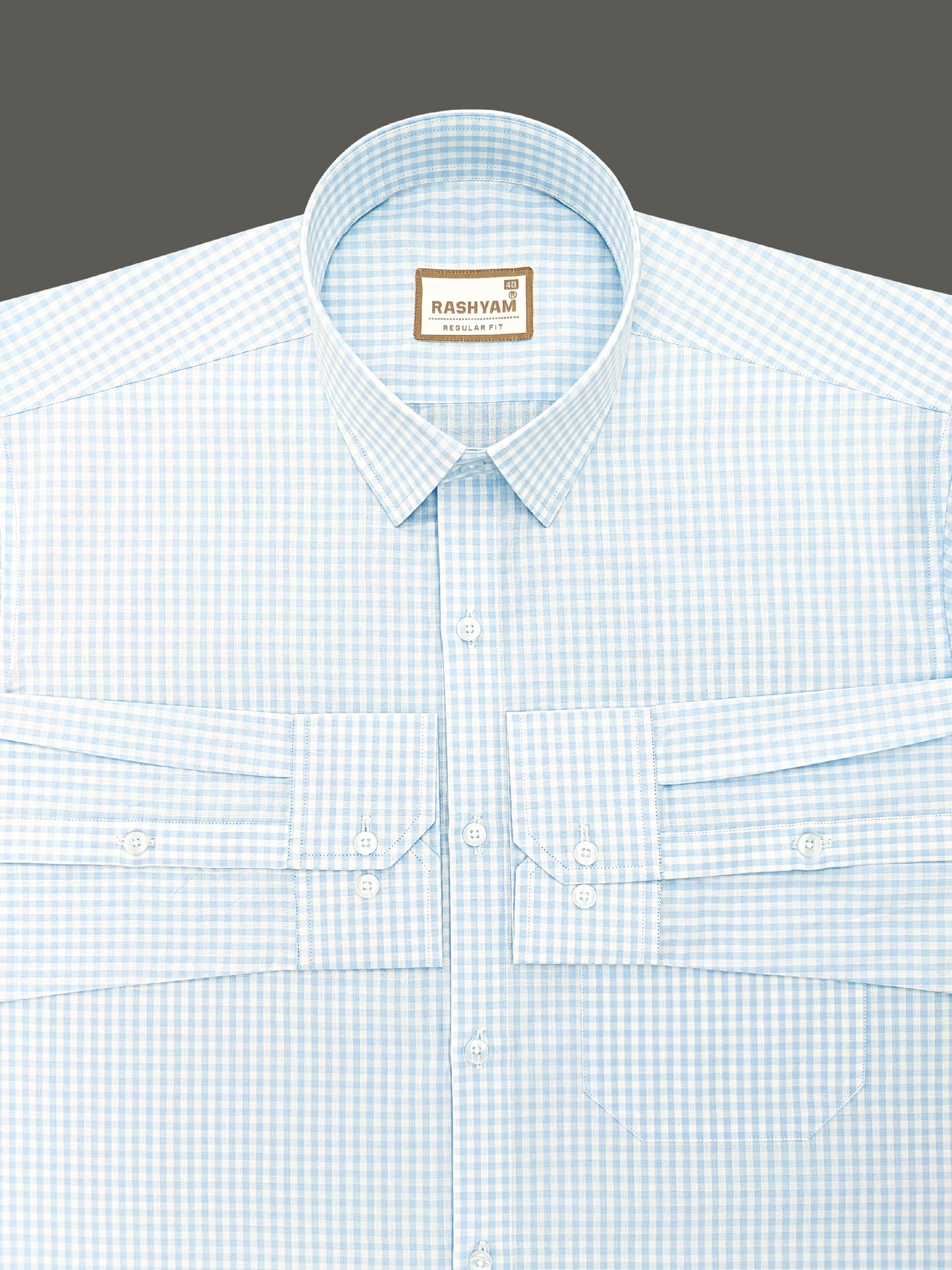 Venosa Finest Cotton Lightish Blue Checks Formal Shirt For men