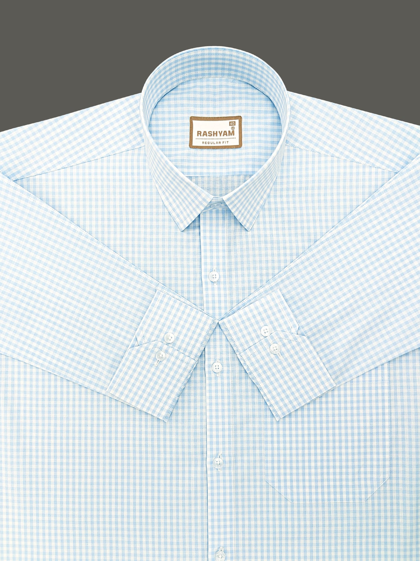 Venosa Finest Cotton Lightish Blue Checks Formal Shirt For men