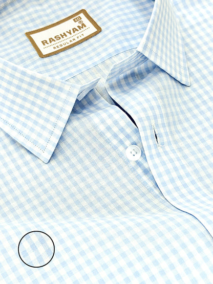 Venosa Finest Cotton Lightish Blue Checks Formal Shirt For men