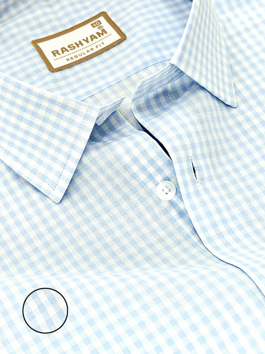 Venosa Finest Cotton Lightish Blue Checks Formal Shirt For men