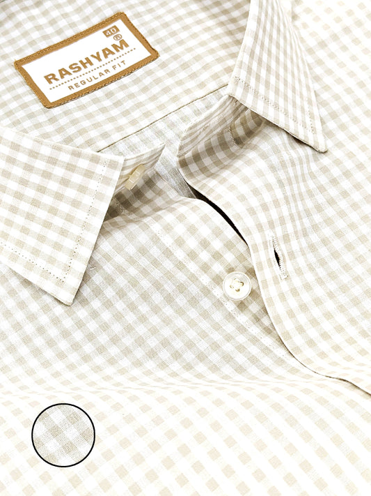 Venosa Finest Cotton Butter Brown Checks Formal Shirt For men