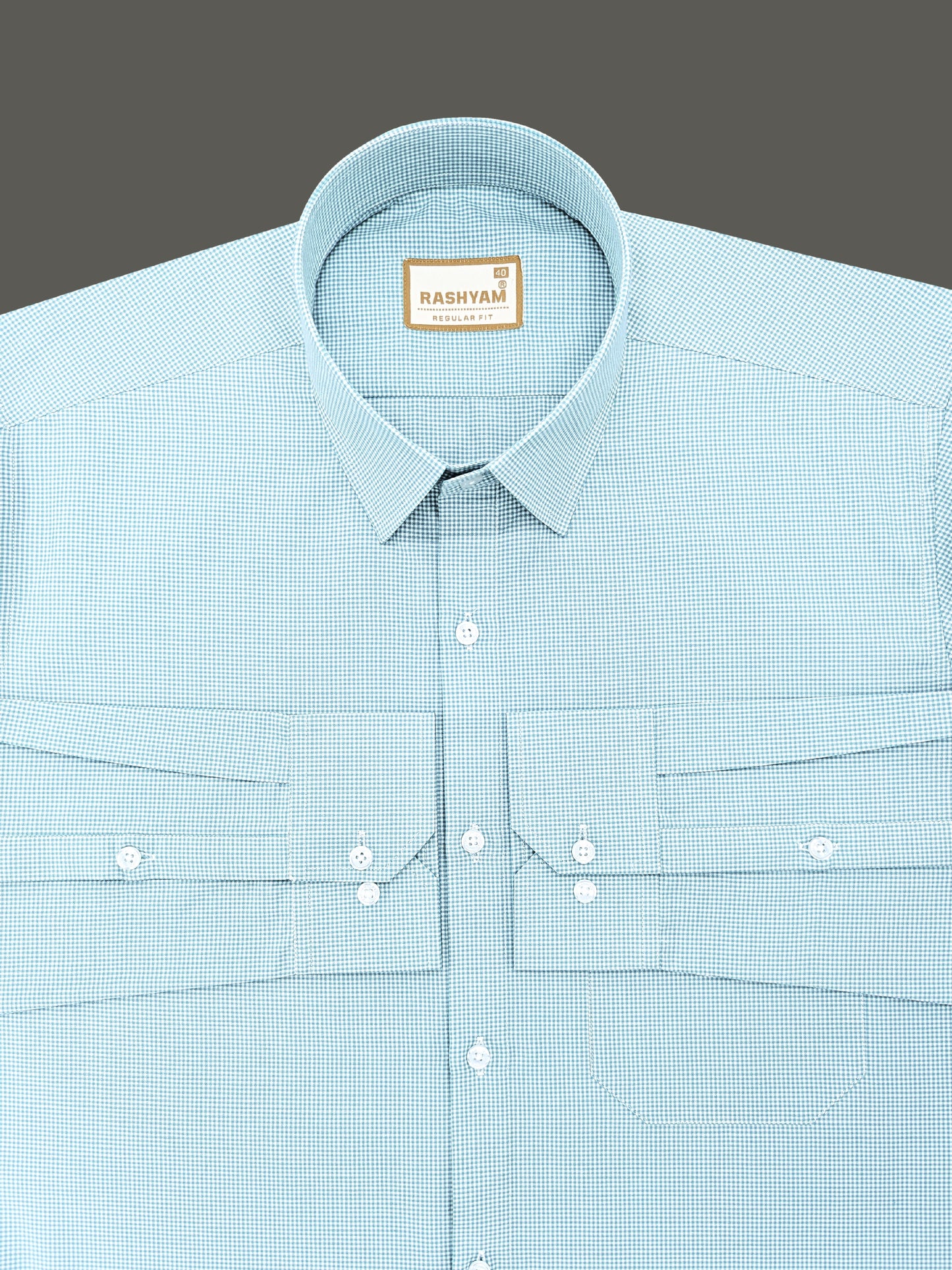 Portofino Premium Cotton Sky Blue Gingham Checks Formal Shirt For Men