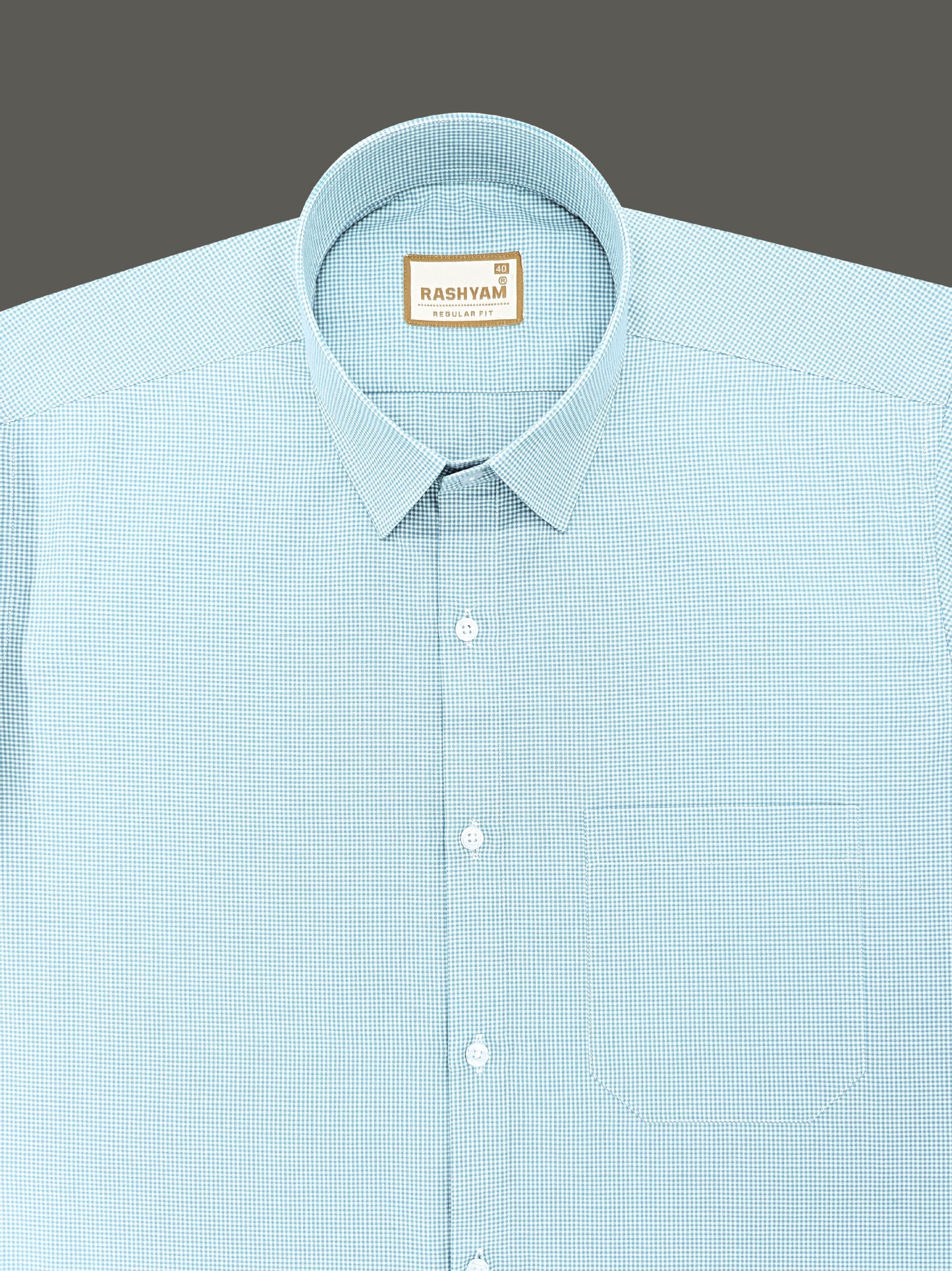 Portofino Premium Cotton Sky Blue Gingham Checks Formal Shirt For Men