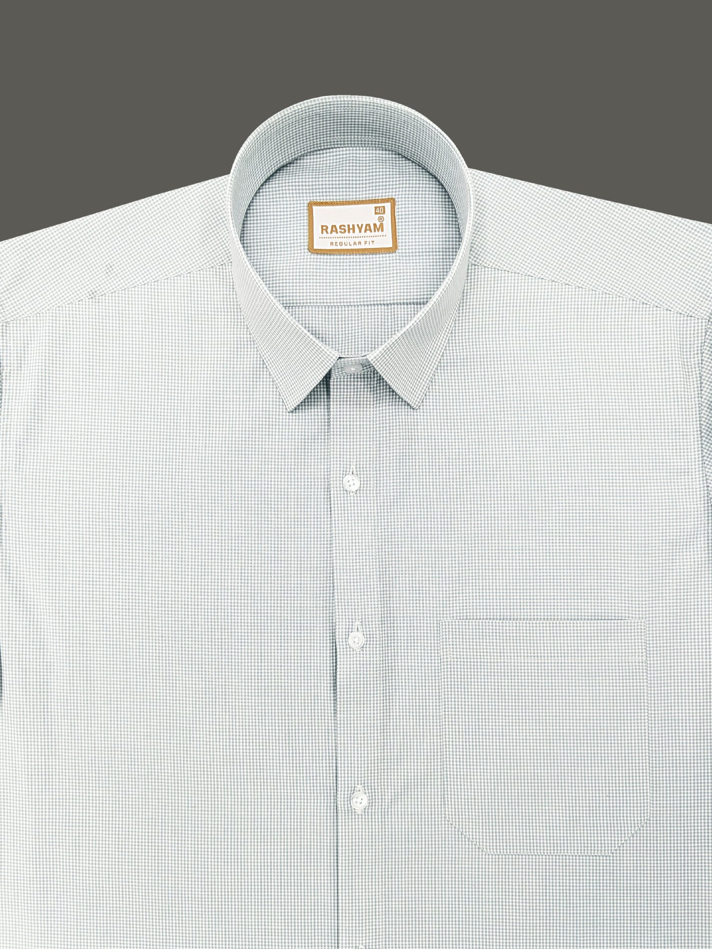 Portofino Premium Cotton Light Grey Gingham Checks Formal Shirt For Men