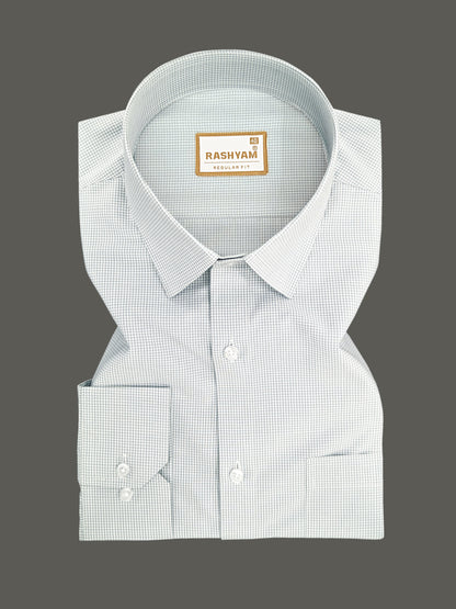 Portofino Premium Cotton Light Grey Gingham Checks Formal Shirt For Men