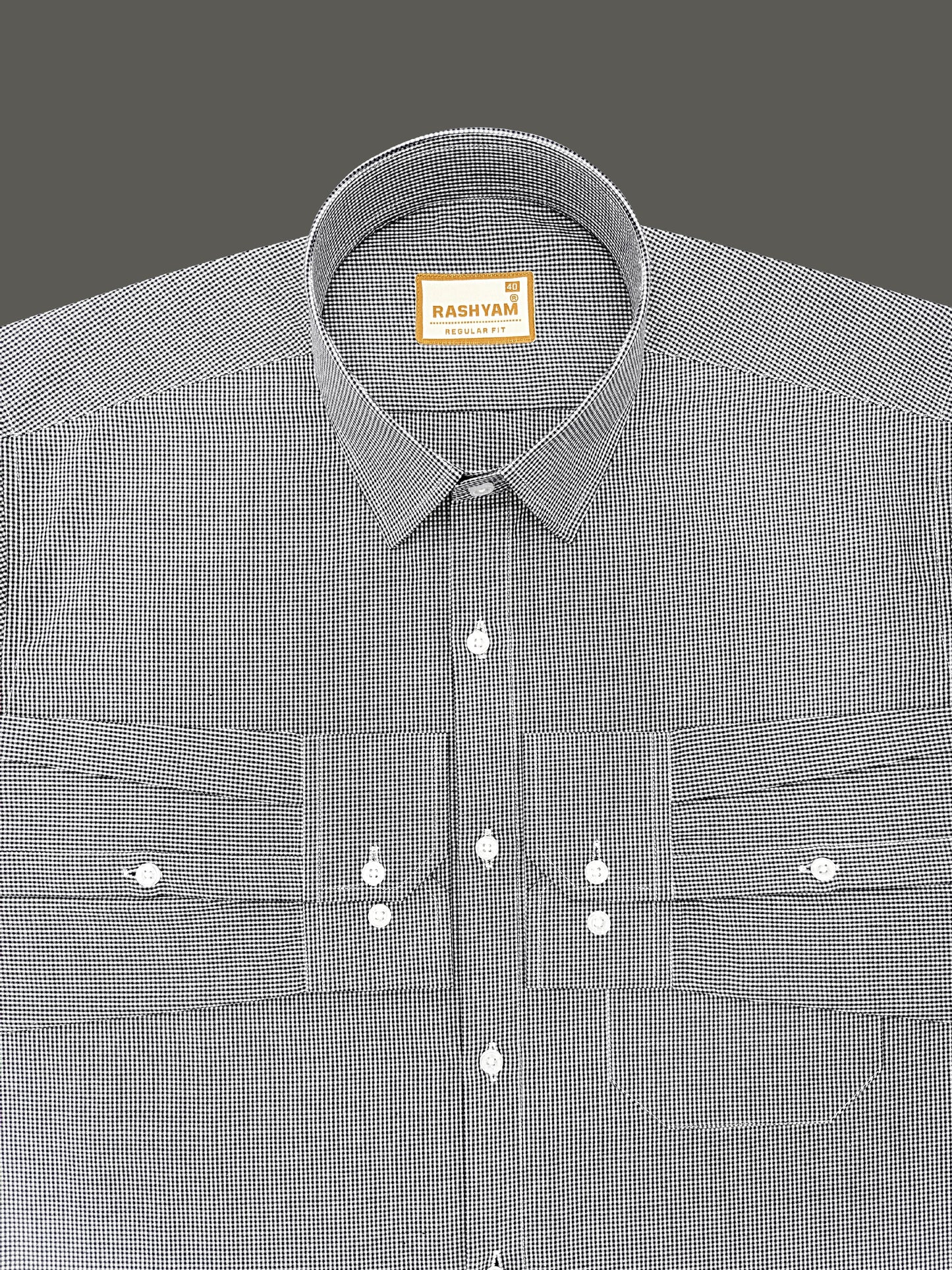 Portofino Premium Cotton Dark Grey Gingham Checks Formal Shirt For Men