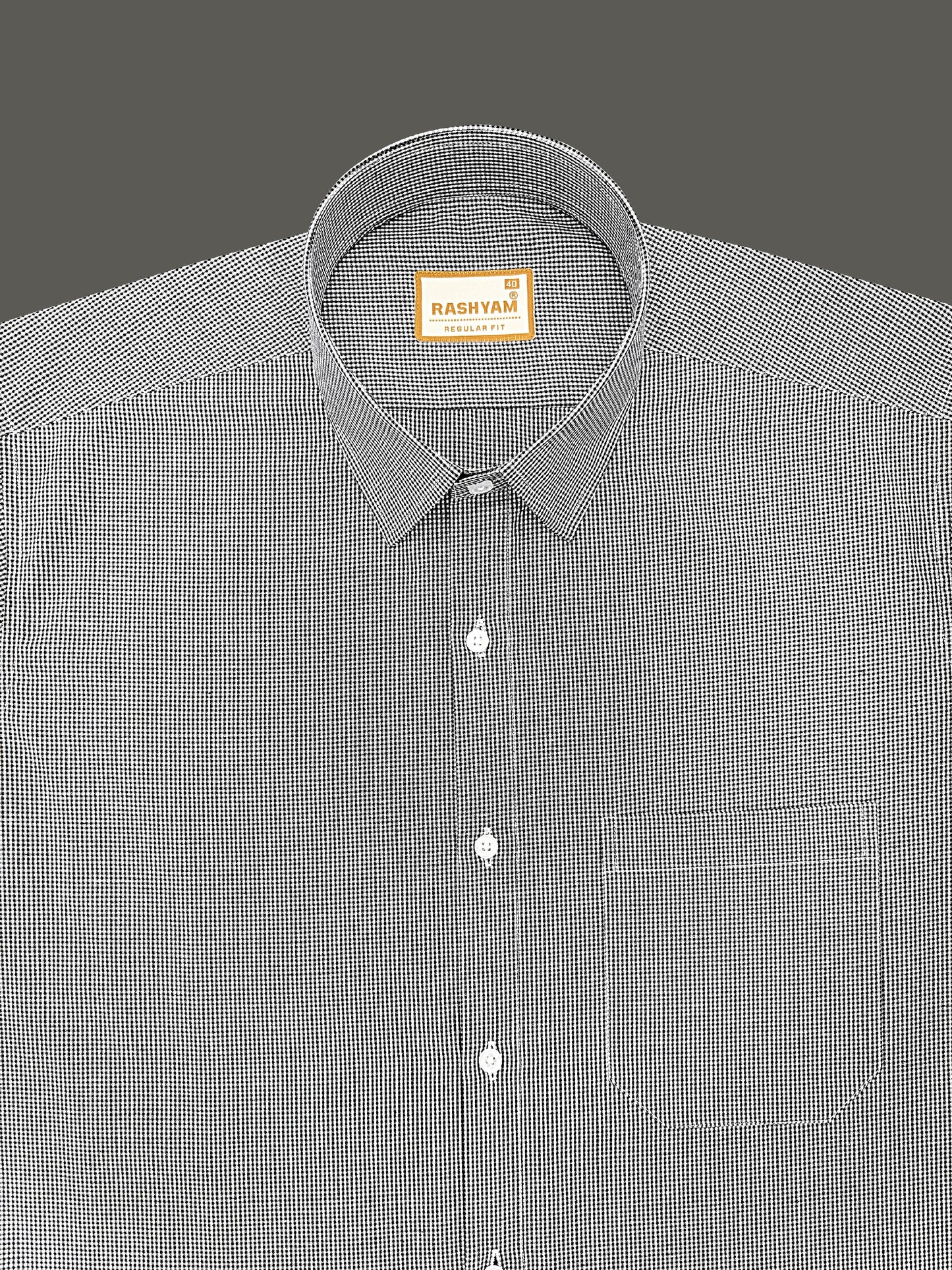 Portofino Premium Cotton Dark Grey Gingham Checks Formal Shirt For Men