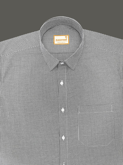 Portofino Premium Cotton Dark Grey Gingham Checks Formal Shirt For Men