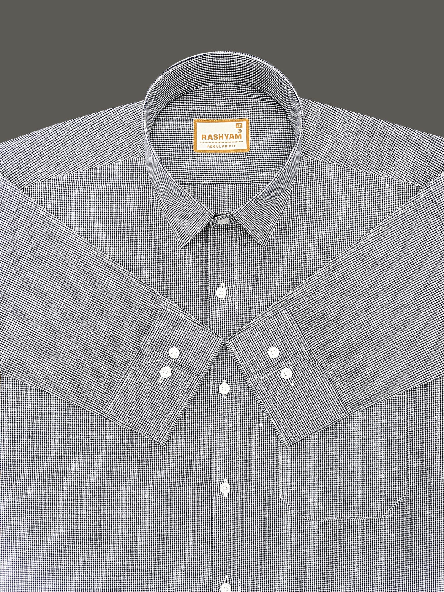 Portofino Premium Cotton Dark Grey Gingham Checks Formal Shirt For Men