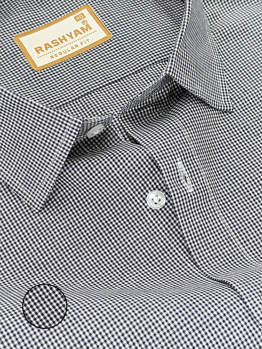 Portofino Premium Cotton Dark Grey Gingham Checks Formal Shirt For Men