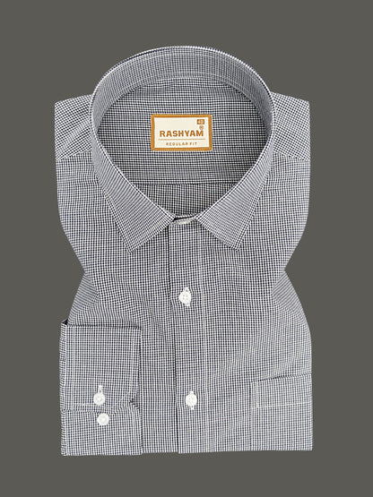 Portofino Premium Cotton Dark Grey Gingham Checks Formal Shirt For Men