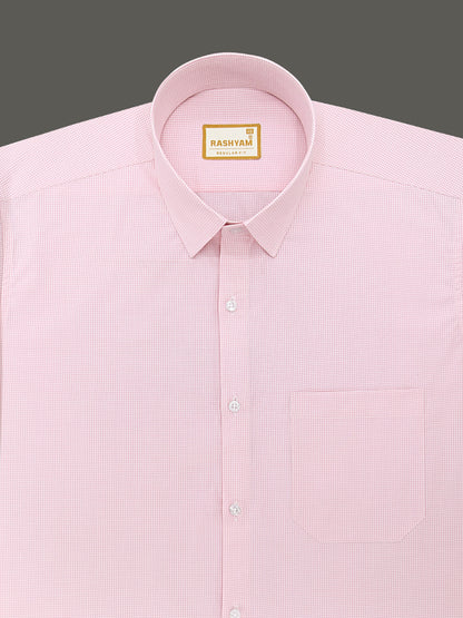 Portofino Premium Cotton Lightish Pink Gingham Checks Formal Shirt For Men