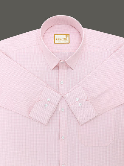 Portofino Premium Cotton Lightish Pink Gingham Checks Formal Shirt For Men