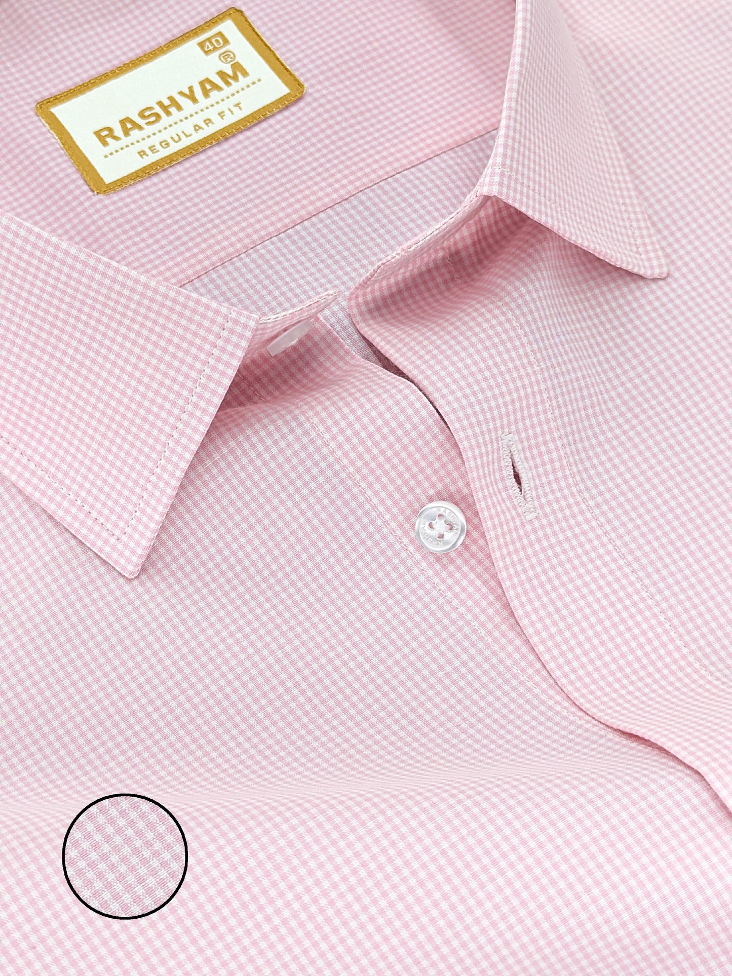 Portofino Premium Cotton Lightish Pink Gingham Checks Formal Shirt For Men