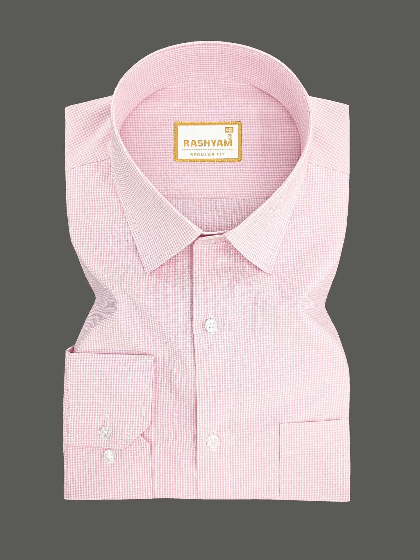 Portofino Premium Cotton Lightish Pink Gingham Checks Formal Shirt For Men