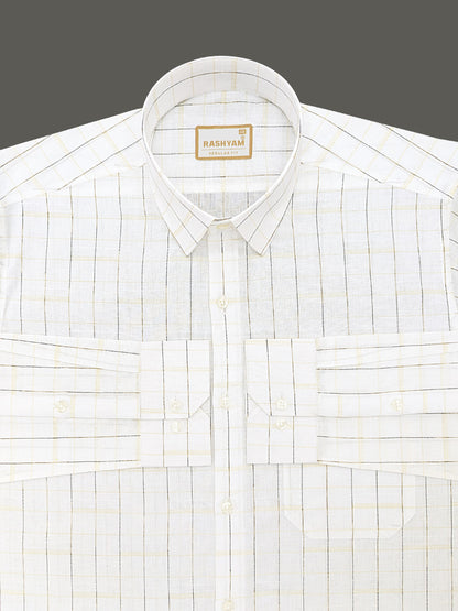 Portofino Premium Cotton Brown And Golden Checks For men