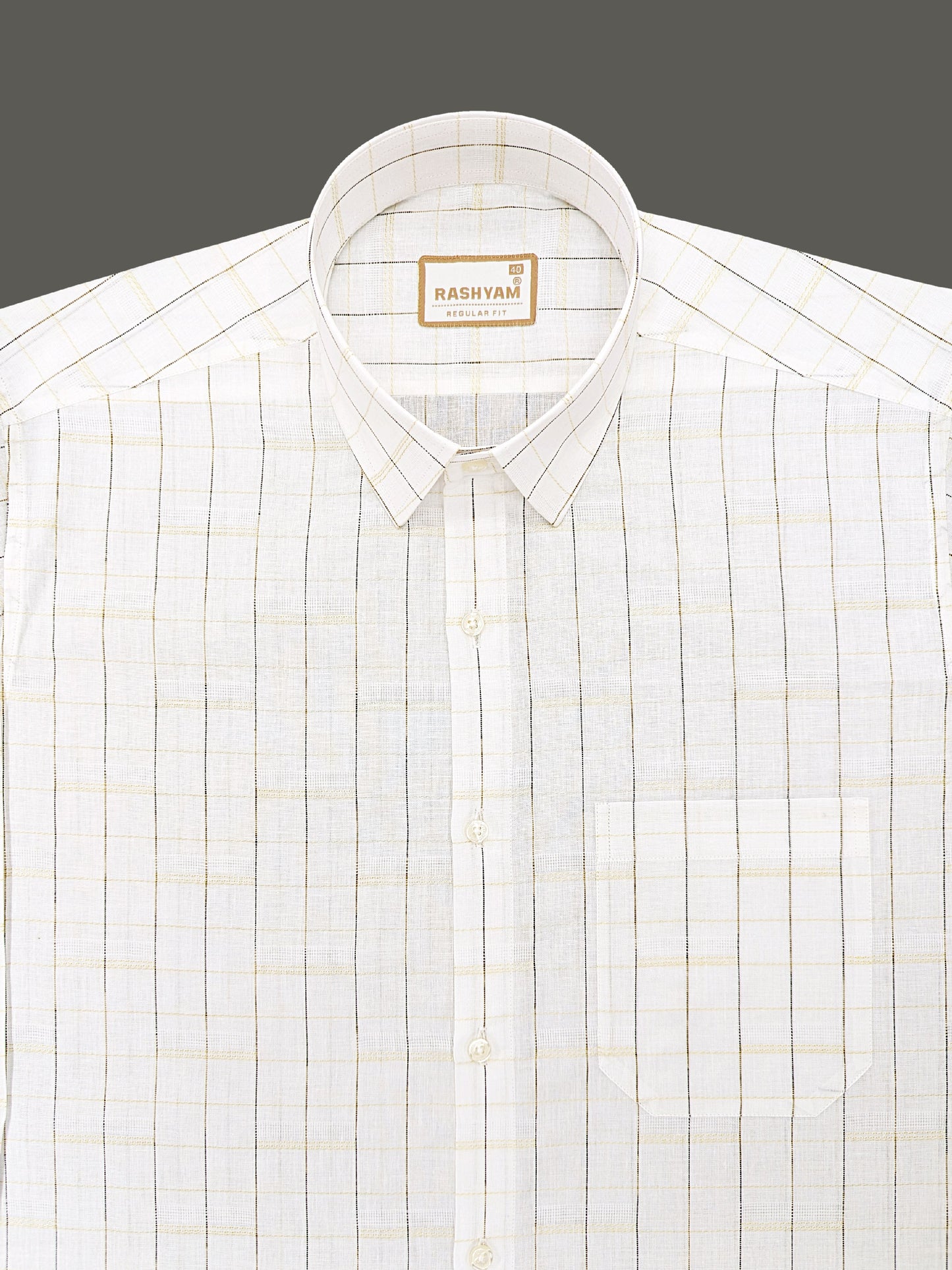 Portofino Premium Cotton Brown And Golden Checks For men