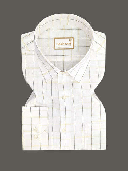 Portofino Premium Cotton Brown And Golden Checks For men