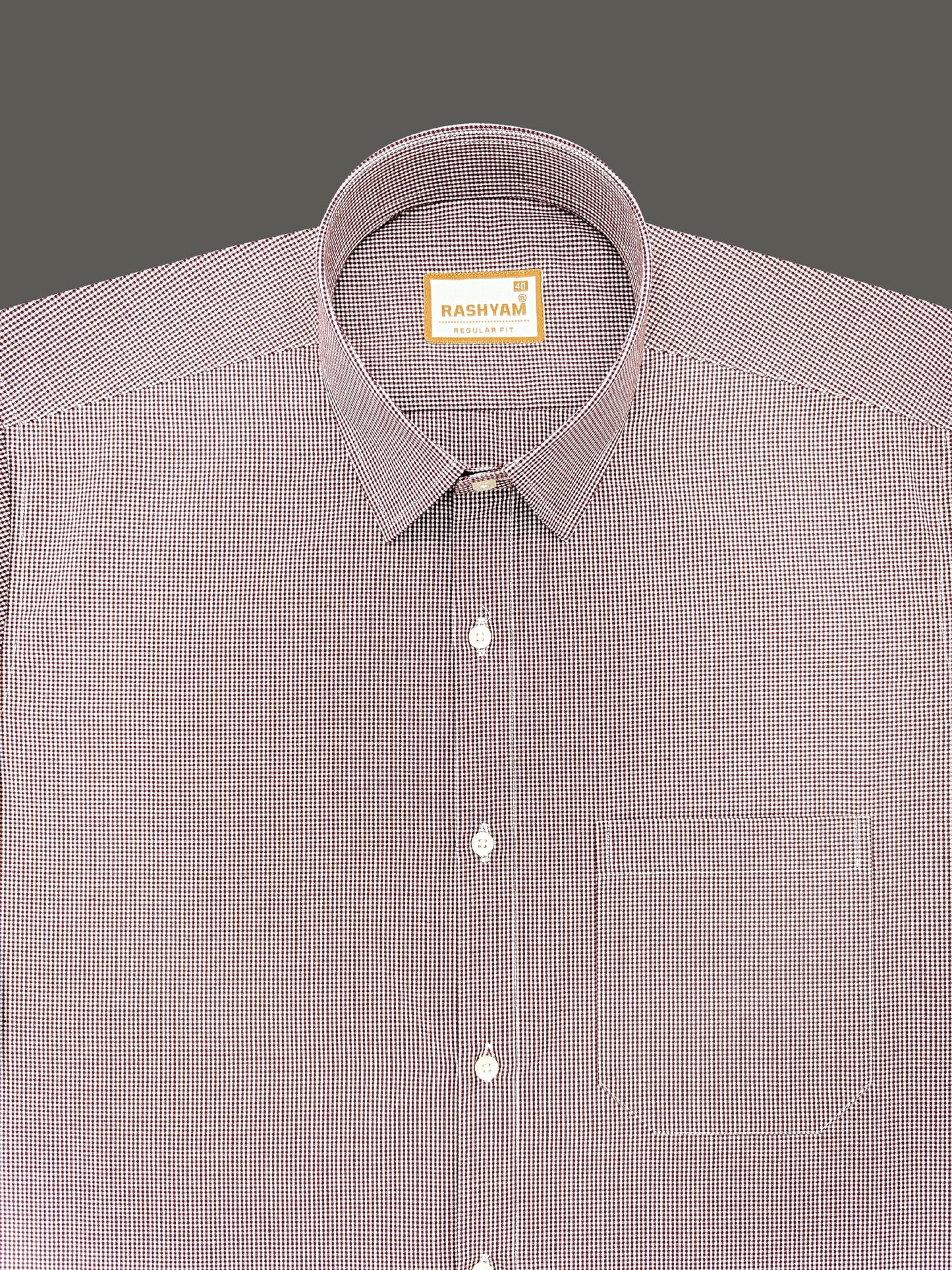 Portofino Premium Cotton Wine Gingham Checks Formal Shirt For Men