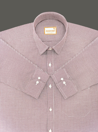 Portofino Premium Cotton Wine Gingham Checks Formal Shirt For Men