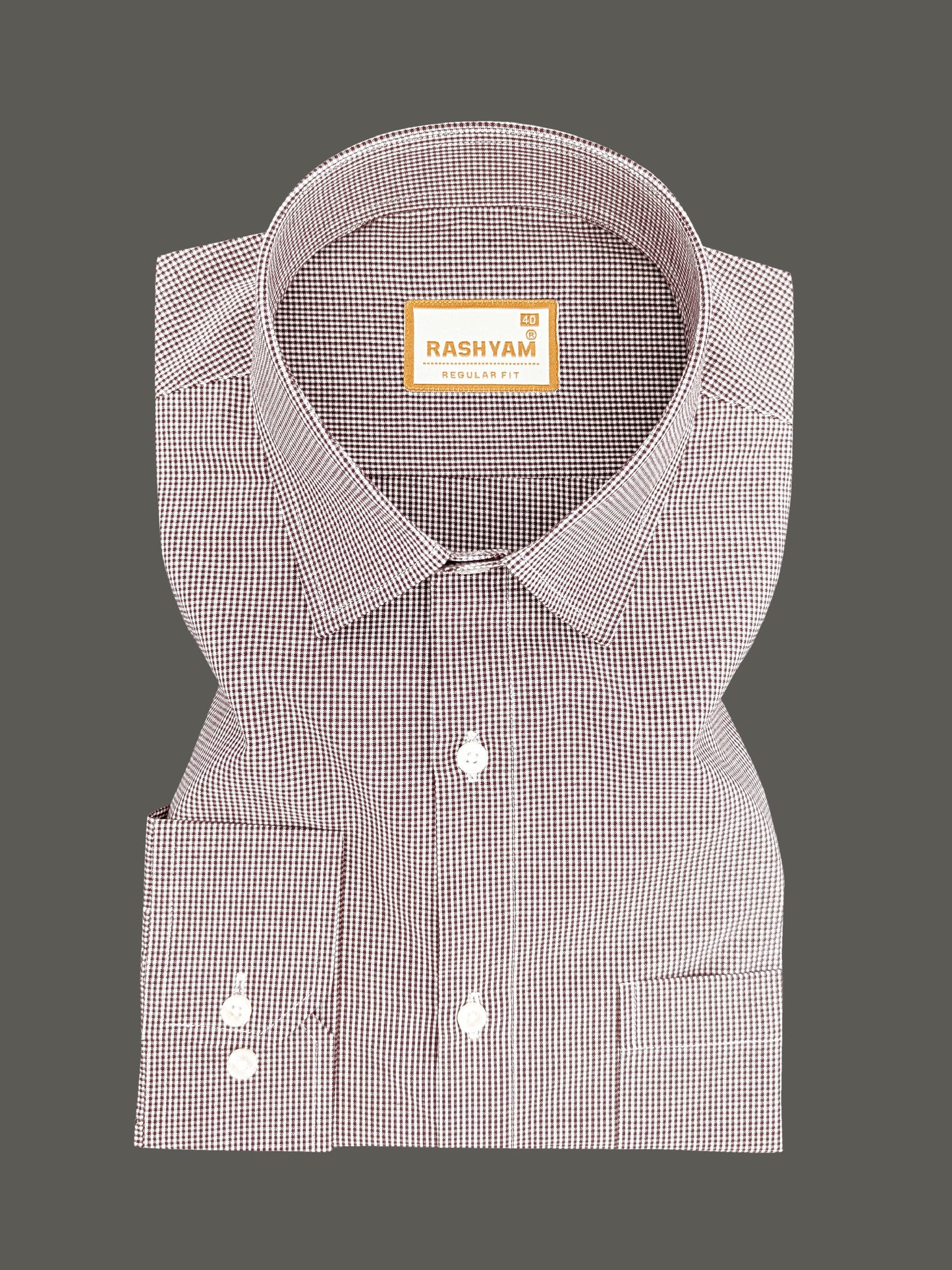 Portofino Premium Cotton Wine Gingham Checks Formal Shirt For Men