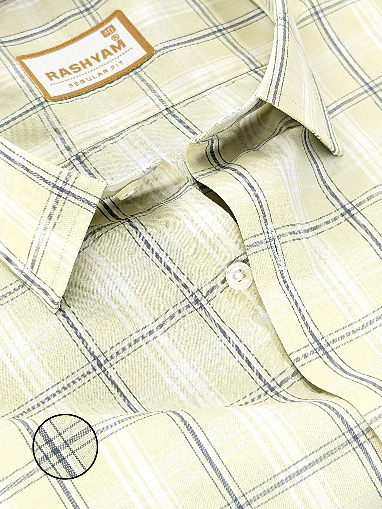 Faenza Premium Cotton Black And White Checks On Butter Cream Formal Shirt For men