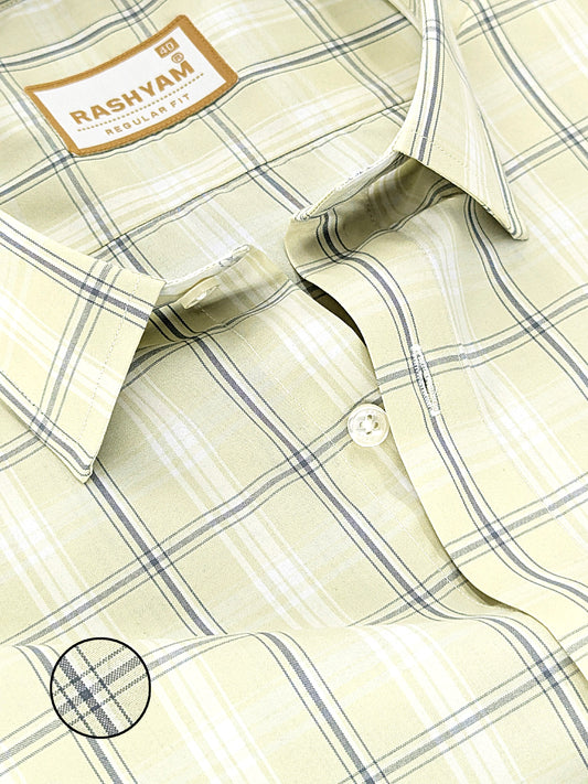 Faenza Premium Cotton Black And White Checks On Butter Cream Formal Shirt For men