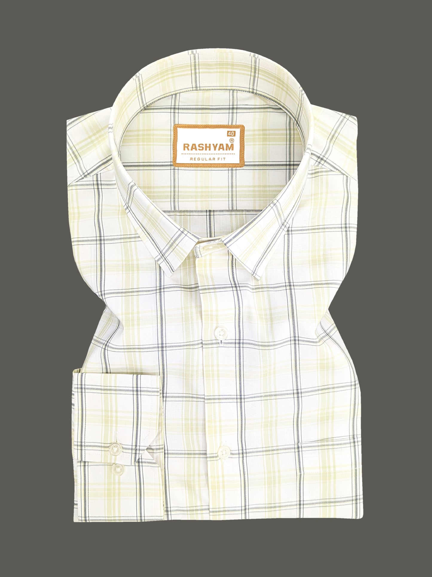 Faenza Premium Cotton Cream and Black Checks On White Formal Shirt For men