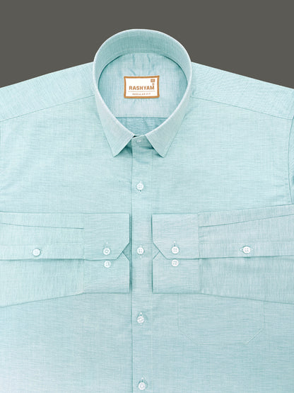 Volterra Shining Aqua Blue Premium Formal Shirt For Mens