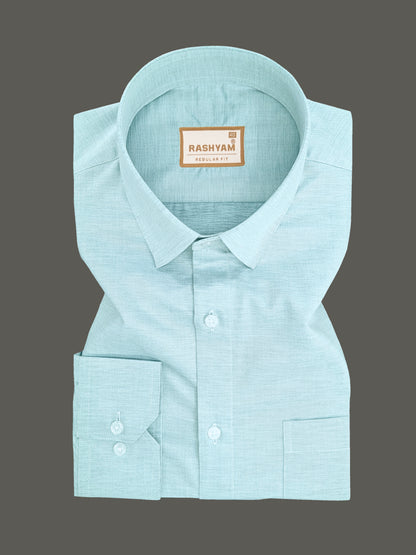 Volterra Shining Aqua Blue Premium Formal Shirt For Mens