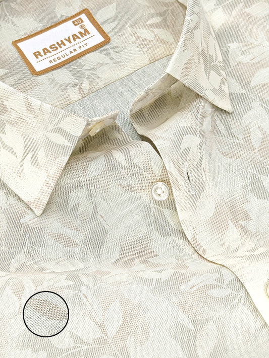 Pescara Italian Linen Cotton Creamy Elegant Foliage Printed Shirt