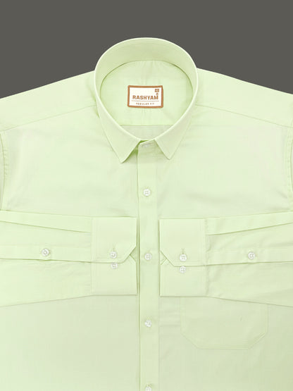 Avellino Luxurious Frost Green Super Soft Cotton Shirt For Men