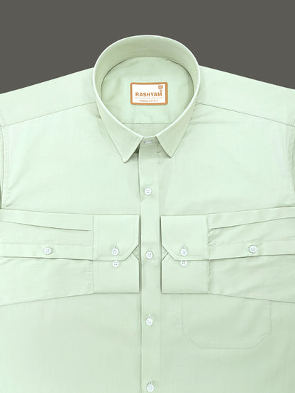 Avellino Luxurious Coriander Green Super Soft Cotton Shirt For Men