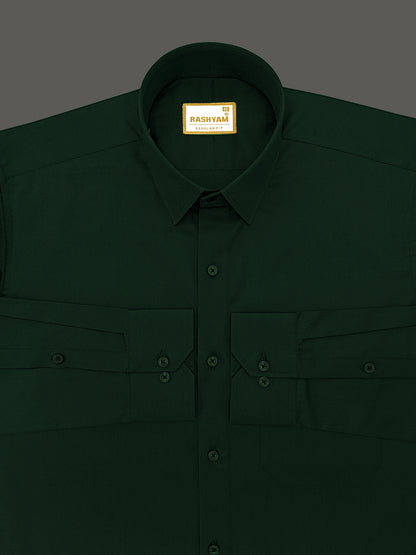 Avellino Luxurious Dark Green Soft Cotton Shirt For Men