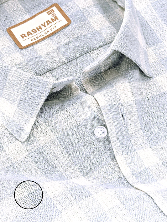 Ceriana Luxurious Italian Linen Cotton Greyish Check On Cream Formal Shirt