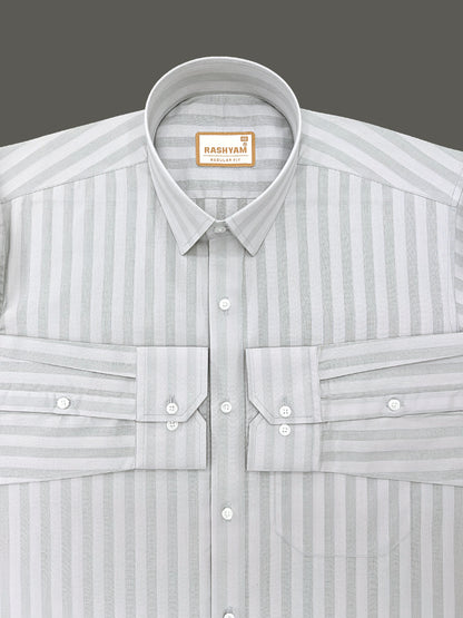 Spello Grey Line Premium Cotton Formal Shirt For Men
